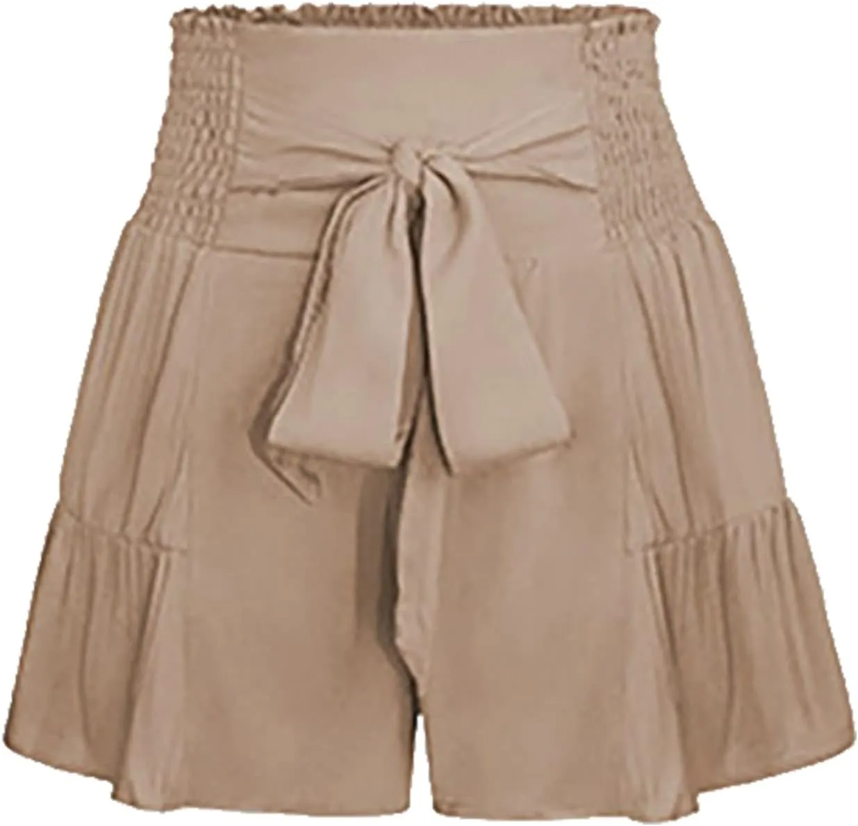 Summer Shorts for Women Smocked High Waist Flowy Shorts Comfy Elastic Waist Summer Ruffle Tiered Short with Pockets