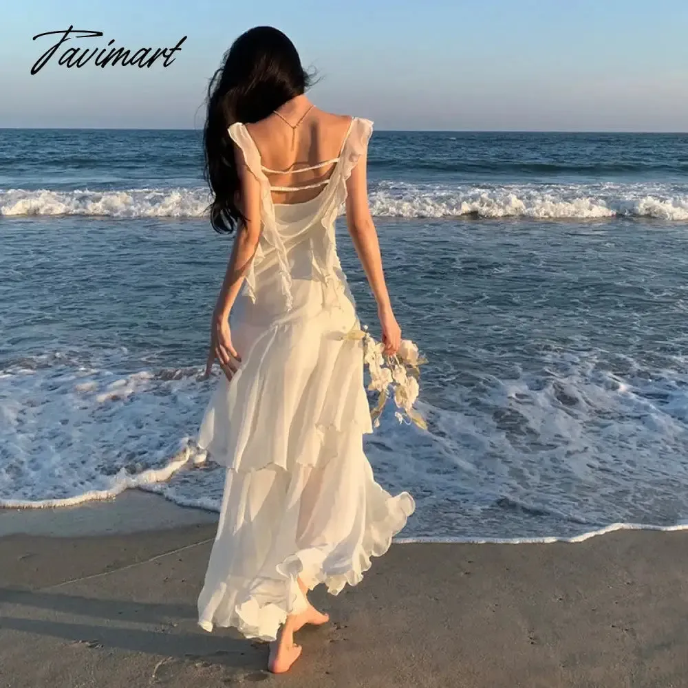 TAVIMART  -   Dress Korean Style Fairy  Ropa Coreana  Cocktail Dresses Vestidos Blancos  Womens Clothing Luxury Birthday Dresses Long Dress