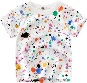 Teens Boys Girls Shirts 3D Print Colorful Design Graphic Tee Shirt Short Sleeve Cotton Tie Dye Top for Kids Tee Teen