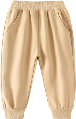 Toddler Baby Boys Cuffs Sweatpants Baggy Wide Leg Elastic Waist Athletic Trousers Solid Daily Comfy Pants Pockets