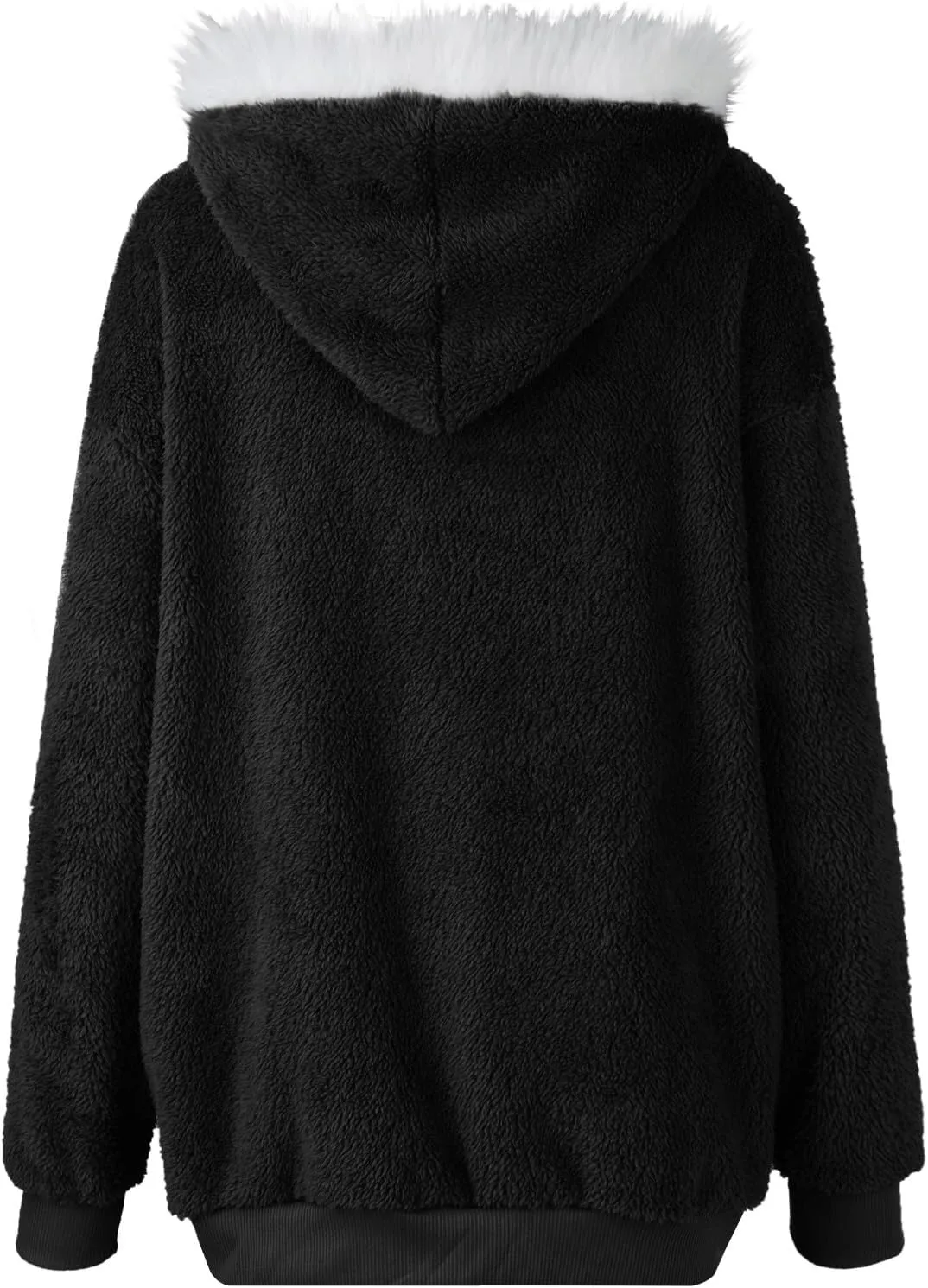 Winter Coats for Women Oversized Fuzzy Fleece Jacket Full Zip Plush Hooded Cardigan Coats Shaggy Warm Sherpa Jacket