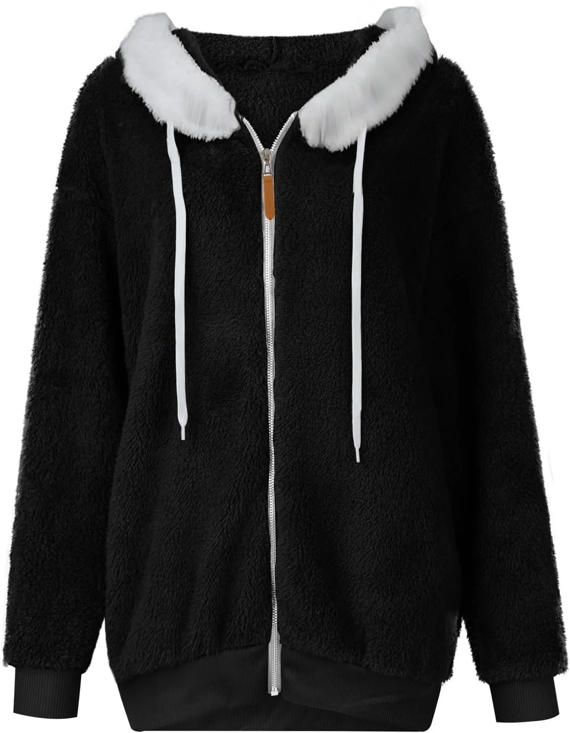 Winter Coats for Women Oversized Fuzzy Fleece Jacket Full Zip Plush Hooded Cardigan Coats Shaggy Warm Sherpa Jacket