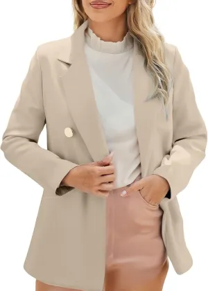 Womens Business Casual Blazer Summer Fall Cardigan Lapel Button Down Solid Suit Jacket Office Work Clothes 2025