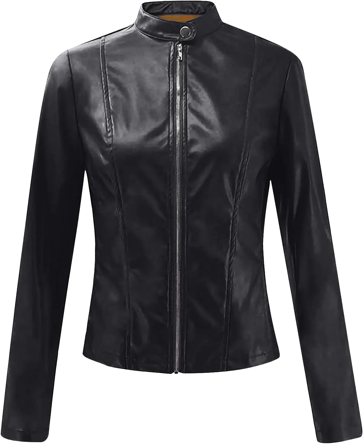 Womens Faux Leather Jacket 2024 Fashion Fall Clothes Zip Up Cropped Jackets Lightweight Motorcycle Biker Coats