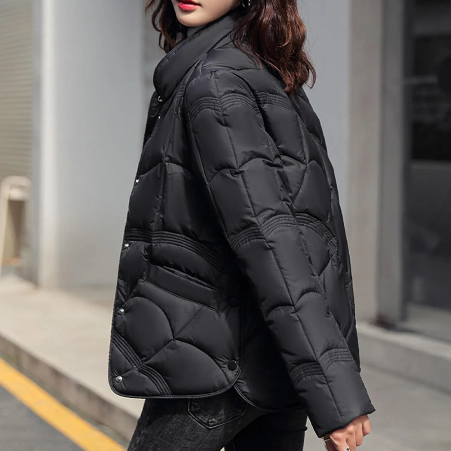 Womens Oversized Puffer Jacket Quilted Down Coats Windproof Lightweight Warm 2024 Winter Padded Coat Trendy Outerwear