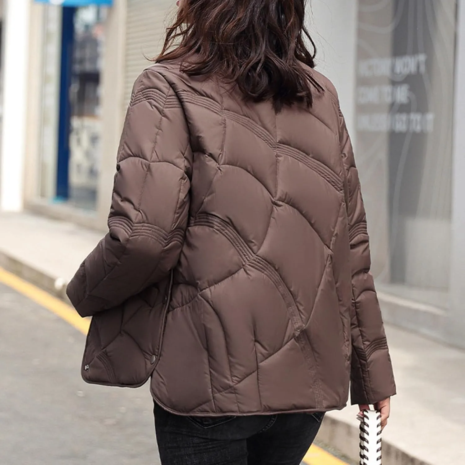 Womens Oversized Puffer Jacket Quilted Down Coats Windproof Lightweight Warm 2024 Winter Padded Coat Trendy Outerwear