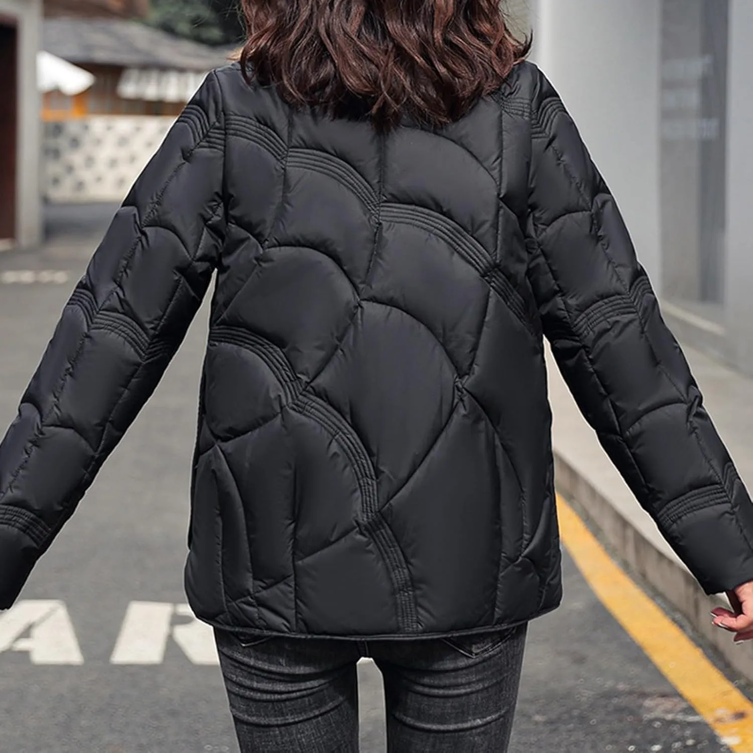 Womens Oversized Puffer Jacket Quilted Down Coats Windproof Lightweight Warm 2024 Winter Padded Coat Trendy Outerwear